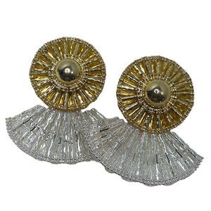 Brazilian Two Tone Gold Filled Statement Stud Earrings Exaggerated Earrings